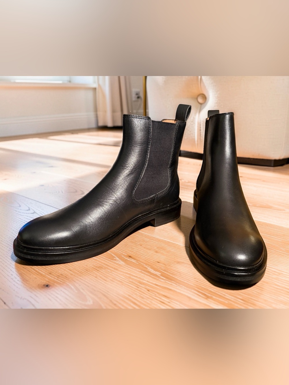 Madewell NWT Sz 6 Benning Black Leather Chelsea Slip-On Ankle Boots  (SH465)